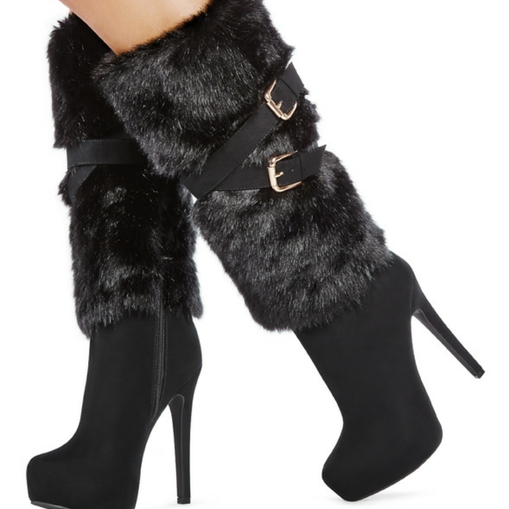 Luxe by JustFab Black Boots JF Ivana